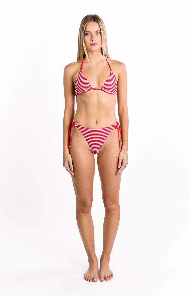 9.0 Swim Wave Red Stripe Tie Bikini Bottoms Product Image