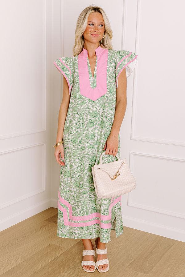Veranda Views Floral Midi Dress in Green Product Image