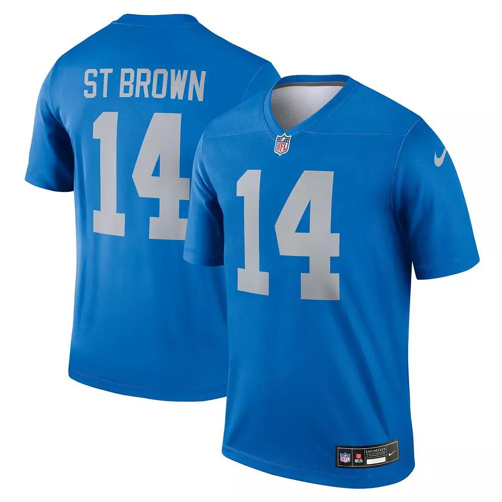 Men's Nike Amon-Ra St. Brown Blue Detroit Lions Alternate Legend Player Performance Top,  Product Image