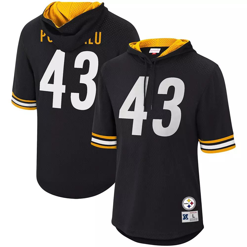 Men's Mitchell & Ness Troy Polamalu Black Pittsburgh Steelers Retired Player Mesh Name & Number Hoodie T-Shirt, Size: Small Product Image
