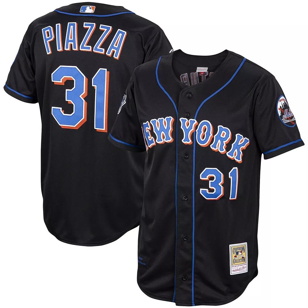 Men's Mitchell & Ness Mike Piazza Black New York Mets Alternate 2000 Cooperstown Collection Authentic Jersey, Size: 36 Product Image