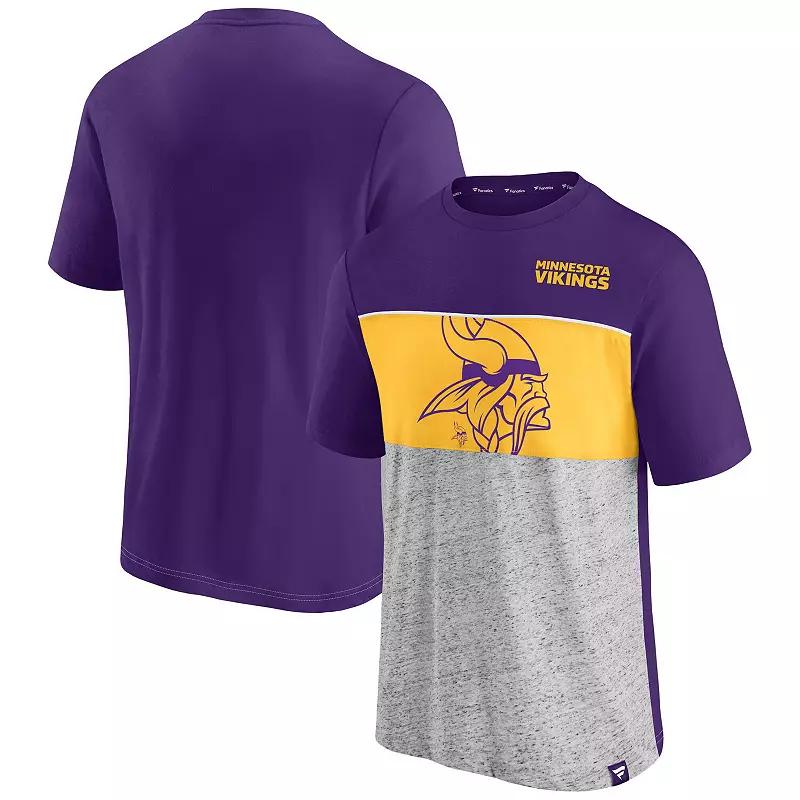 Men's Fanatics  Purple Minnesota Vikings Color Block Big Lap Tri-Blend T-Shirt, Size: Small Product Image