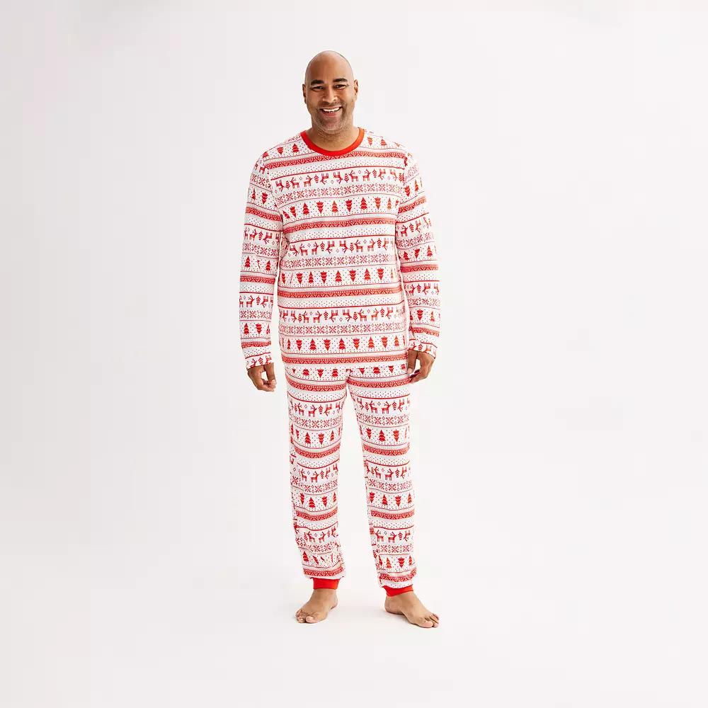Big & Tall Jammies For Your Families® Candy Cane Fairisle Pajama Top & Jogger Pajama Bottoms Set, Men's,  Product Image
