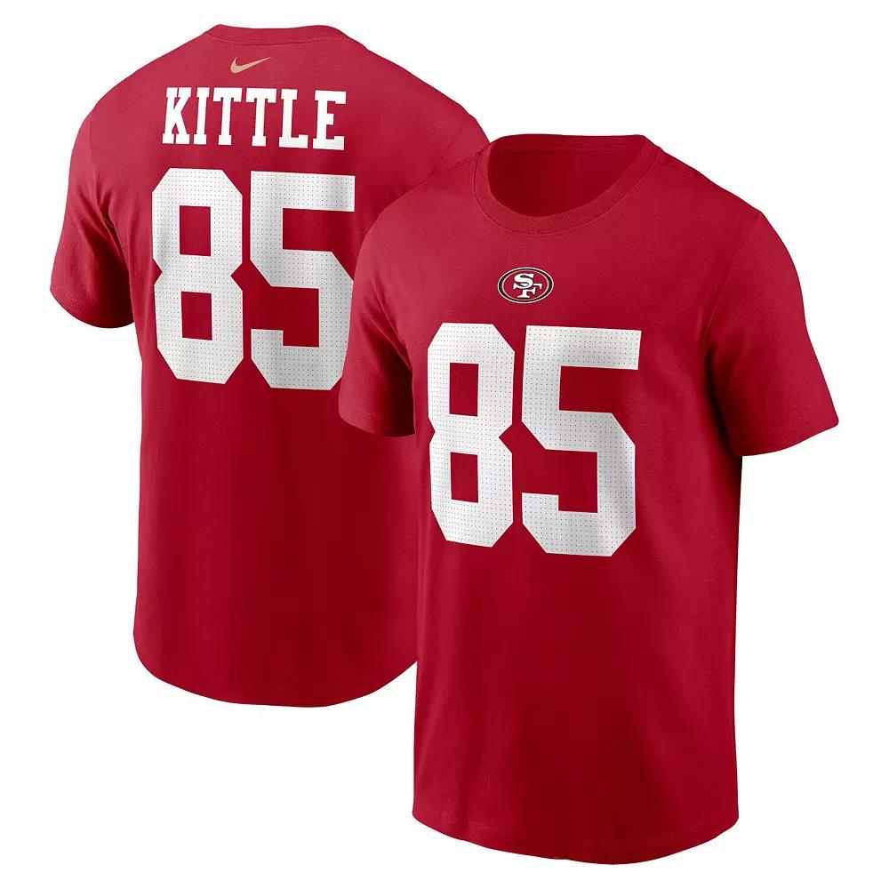 Men's Nike George Kittle Scarlet San Francisco 49ers Player Name & Number T-Shirt, Size: Small, Red Product Image