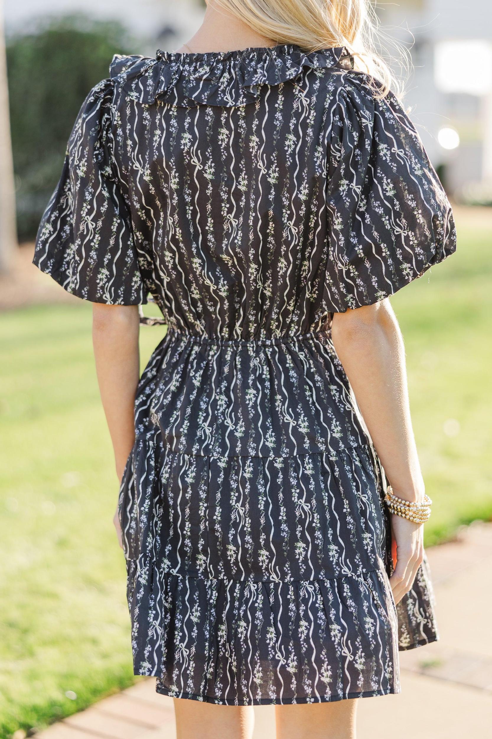 What To Say Black Ditsy Floral Dress Female Product Image