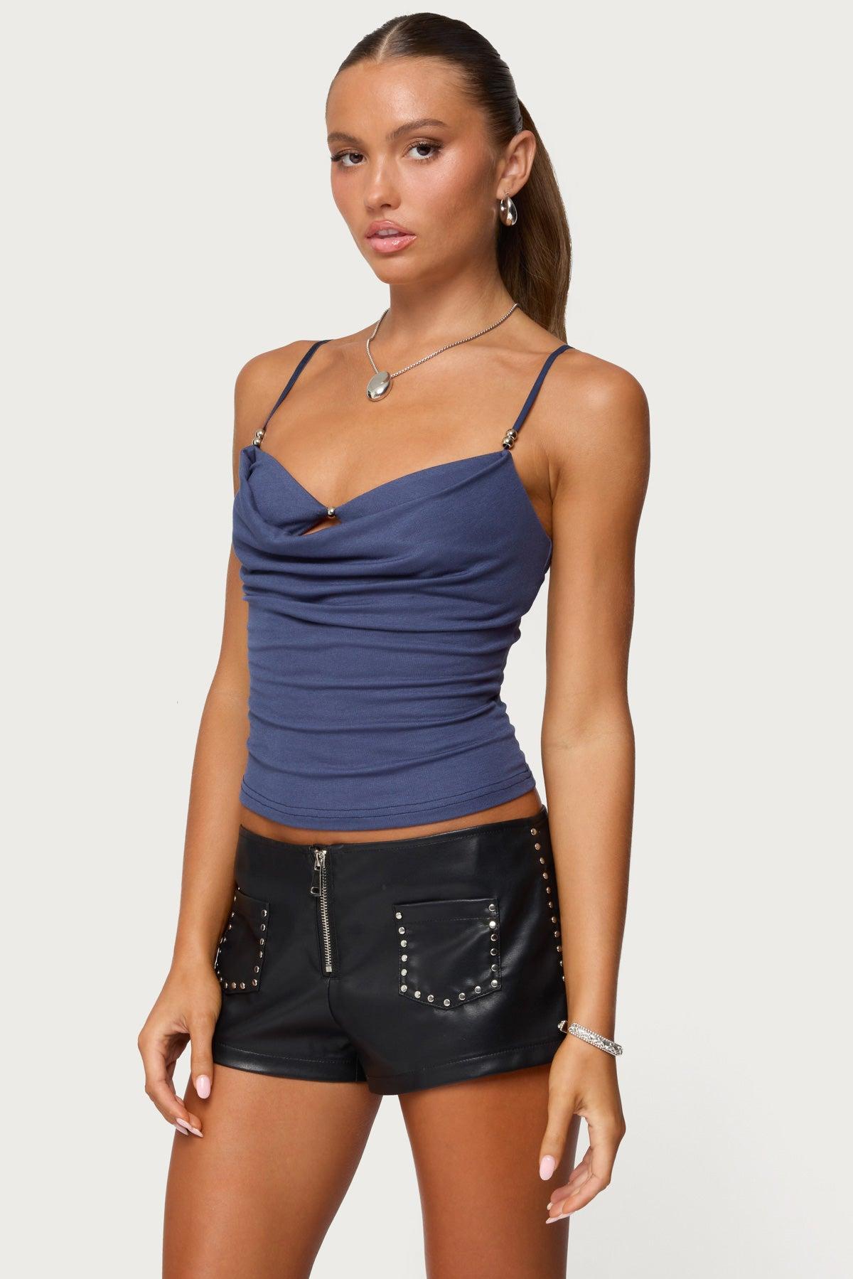 Layered Bra Cowl Neck Top Product Image