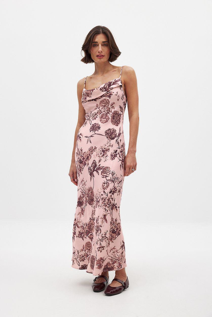 Satin Fold Detail Midi Slip Dress Product Image