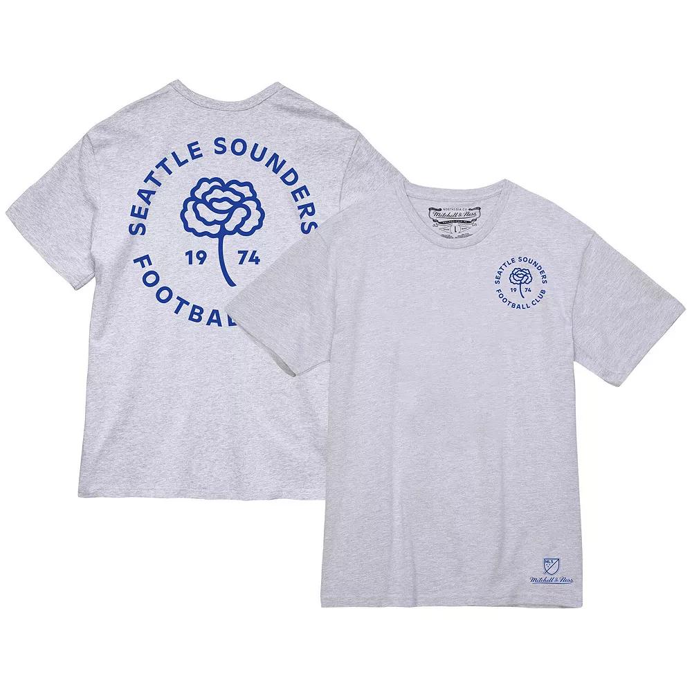 Men's Mitchell & Ness  Heather Gray Seattle Sounders FC  Carnation T-Shirt, Size: 3XL, Grey Product Image