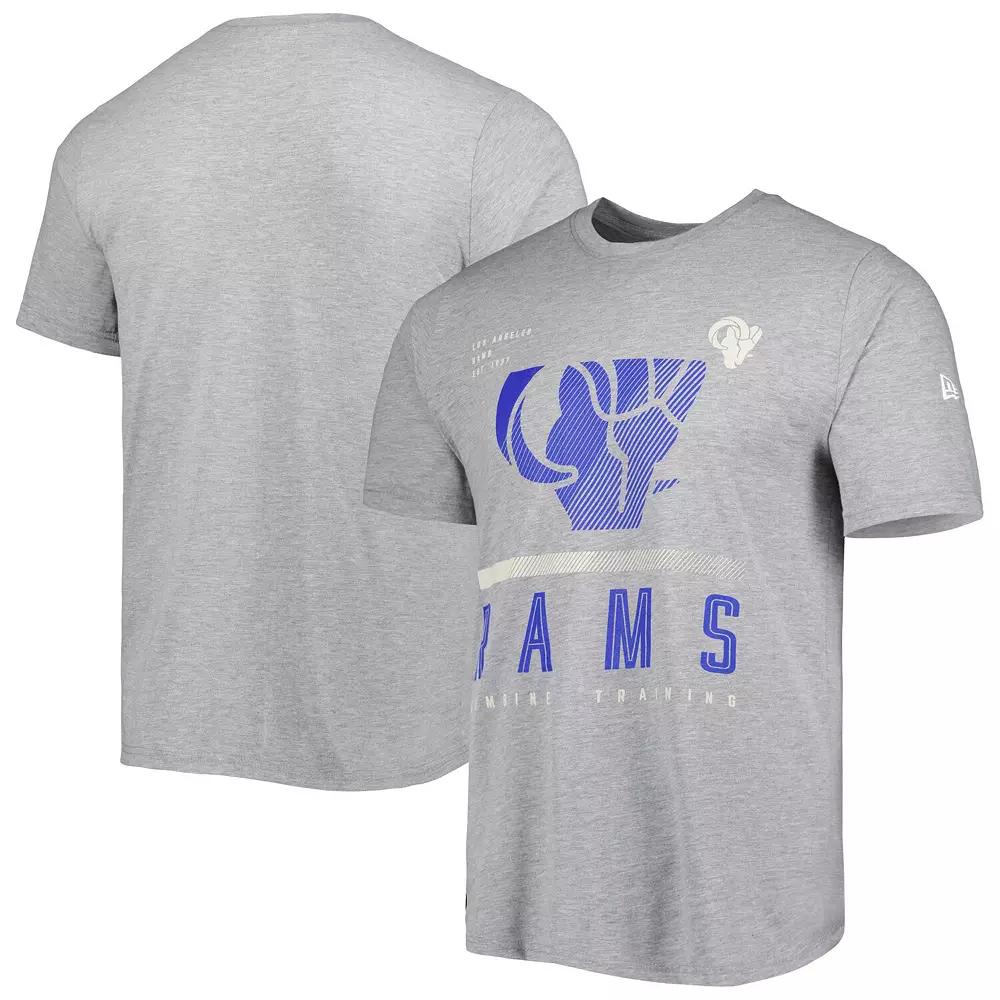 Men's New Era Heathered Gray Los Angeles Rams Combine Authentic Red Zone T-Shirt,  Product Image