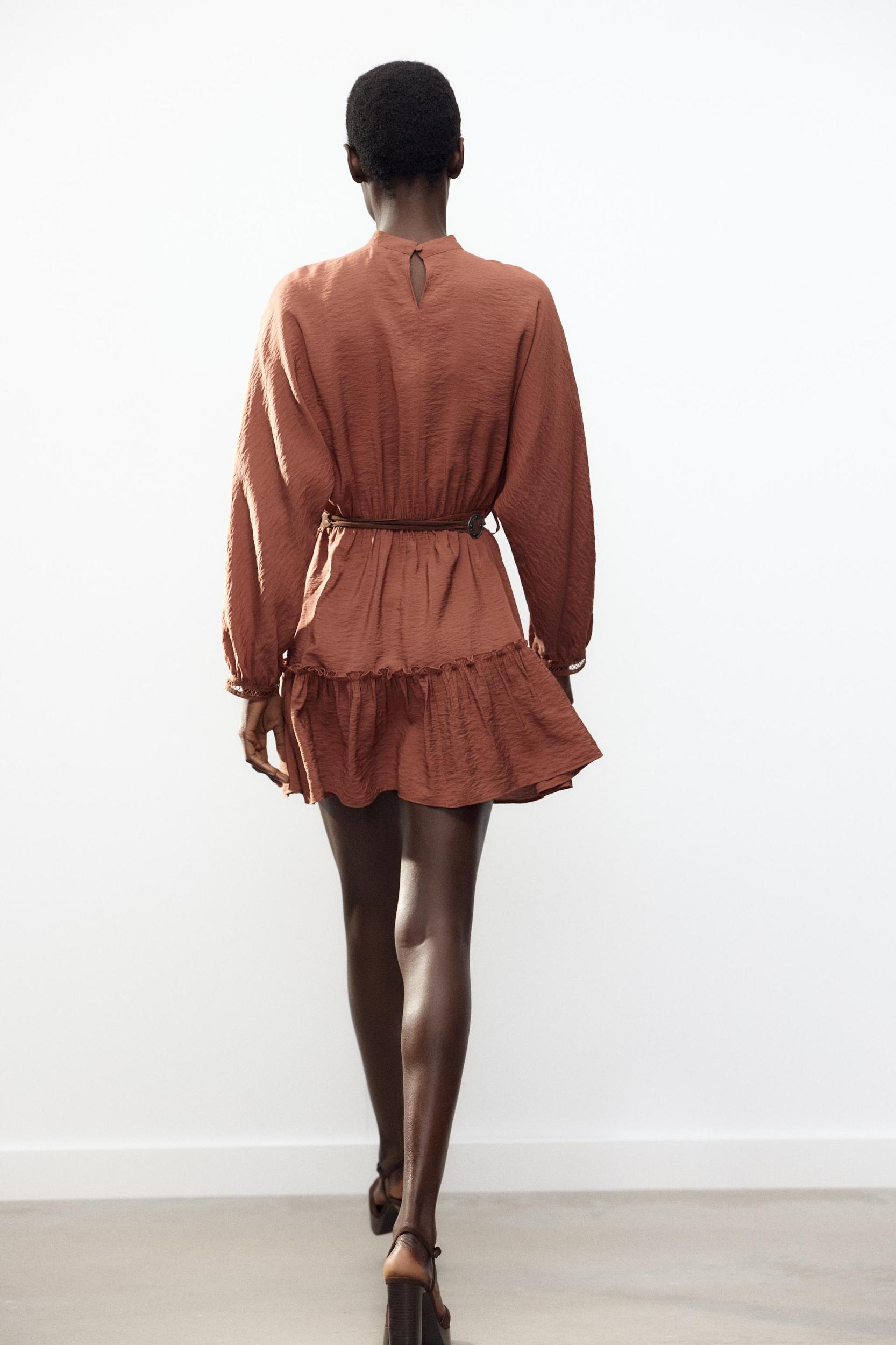 BELTED LACE INSERT MINI DRESS Product Image