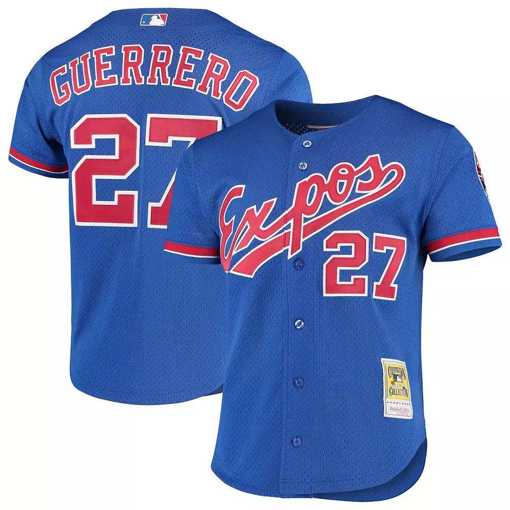 Men's Mitchell & Ness Vladimir Guerrero Royal Montreal Expos Cooperstown Collection Mesh Batting Practice Button-Up Jersey, Size: Large, Mlb Blue Product Image