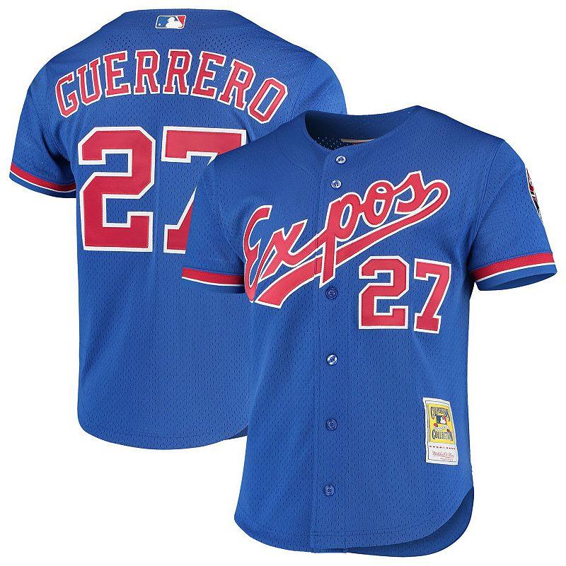 Men's Mitchell & Ness Vladimir Guerrero Royal Montreal Expos Cooperstown Collection Mesh Batting Practice Button-Up Jersey, Size: Large, Mlb Blue Product Image