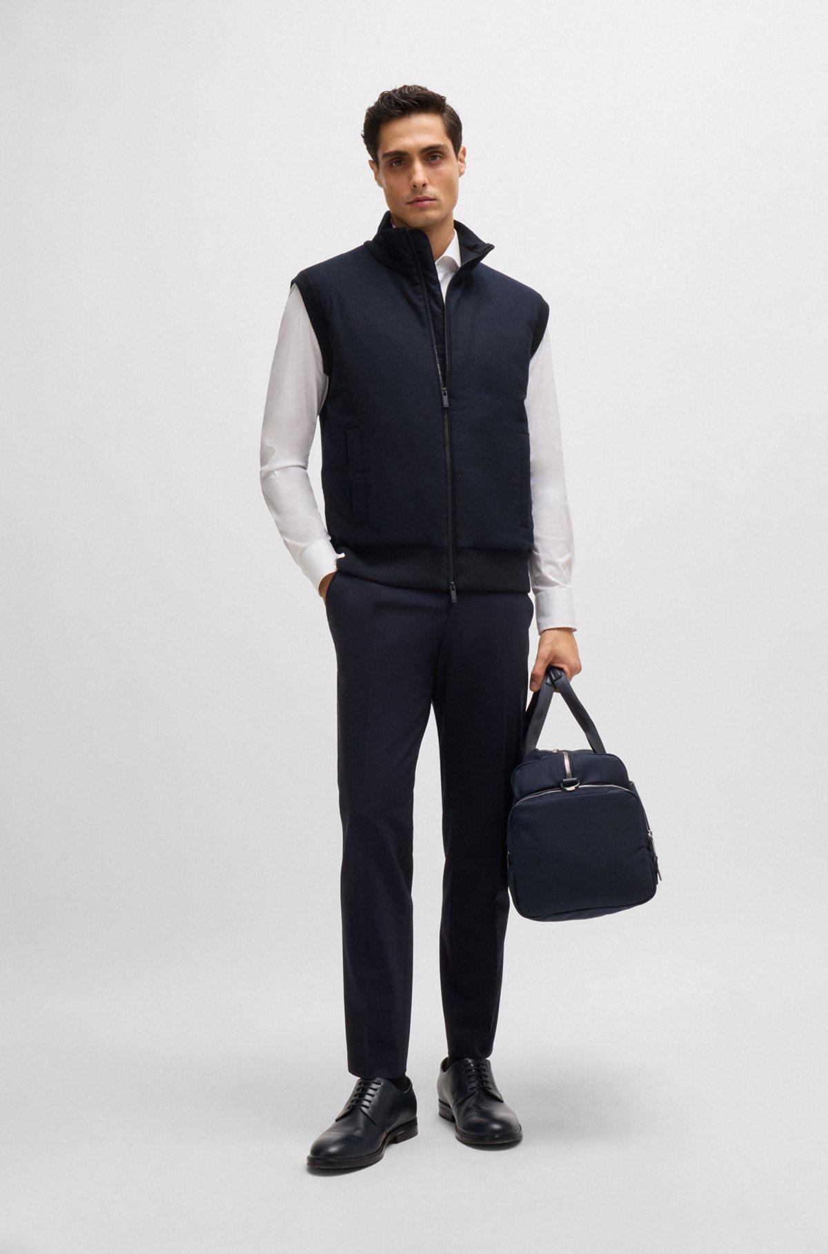 Regular-fit gilet with brushed-flannel front Product Image
