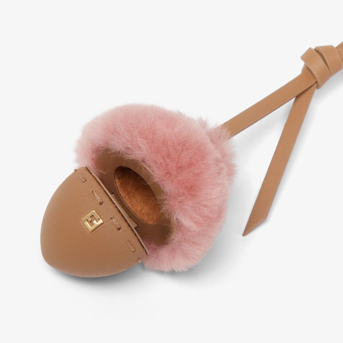 Acorn CharmBeige leather and pink shearling charm Product Image