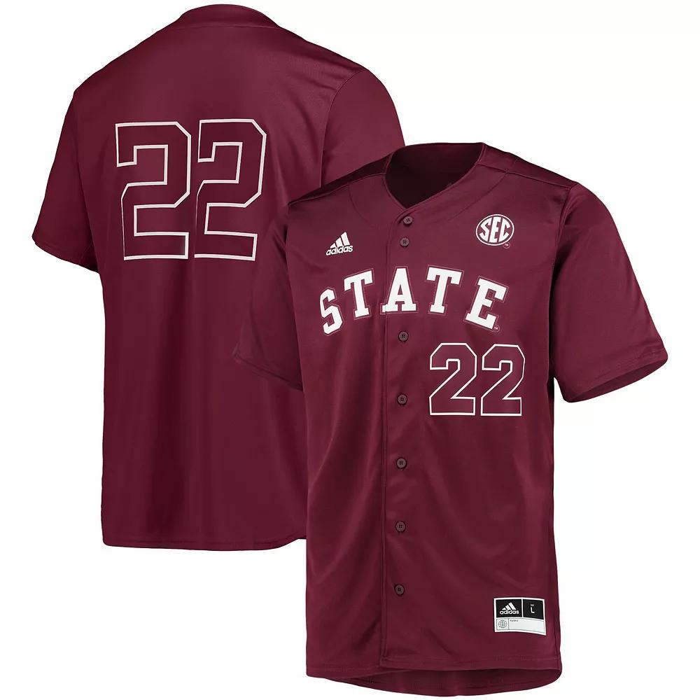 Men's adidas #22 Maroon Mississippi State Bulldogs Button-Up Baseball Jersey, Size: XL, Mst Red Product Image