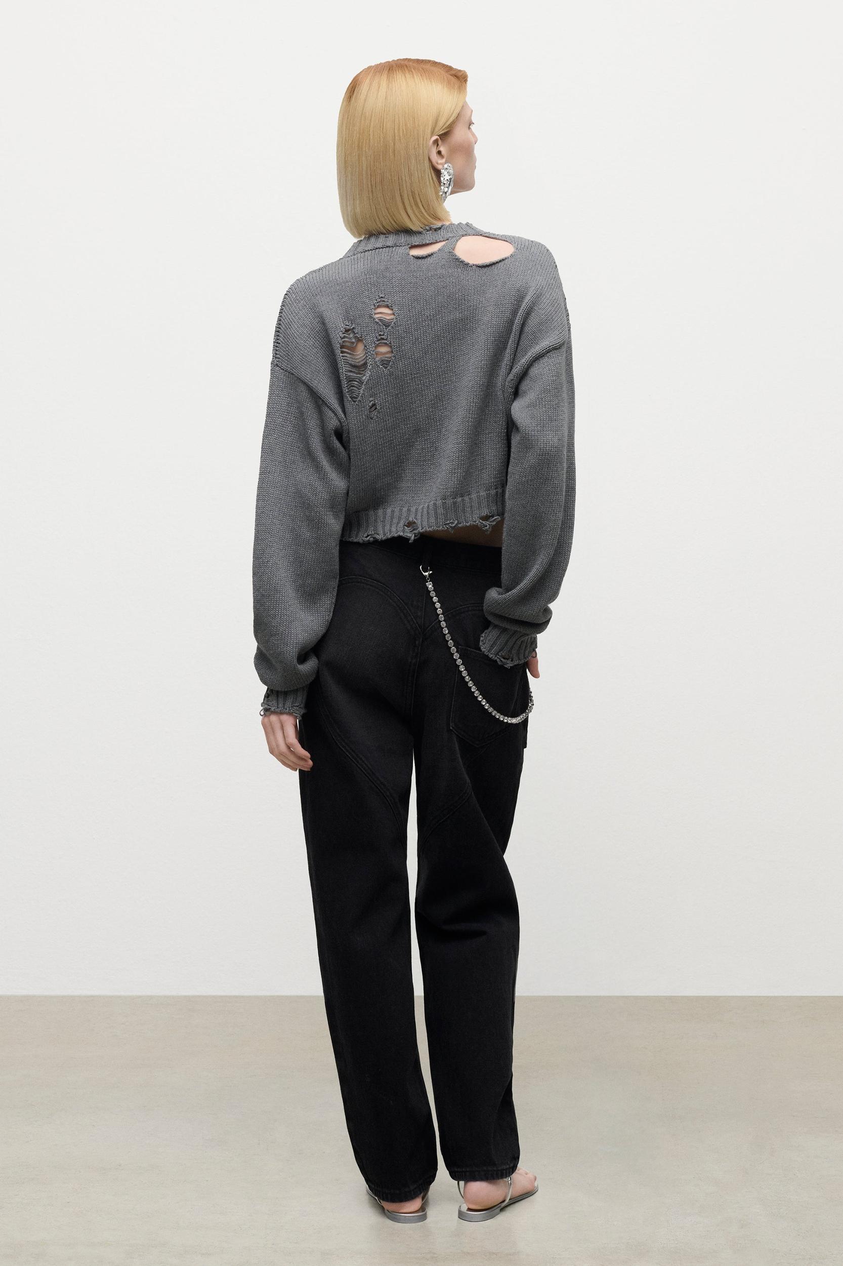 Distressed Crystal Crewneck Sweater Product Image