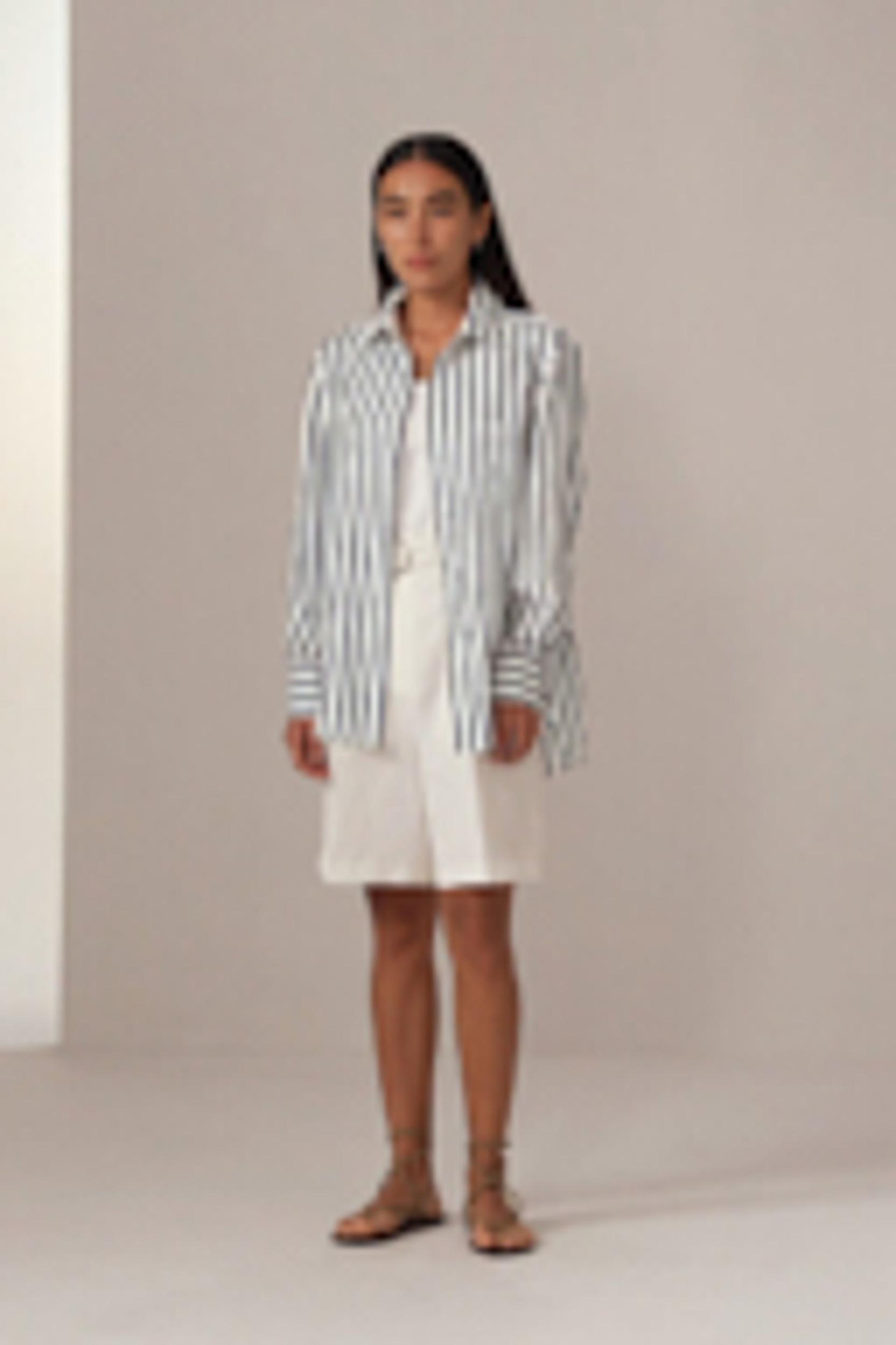Oversized Palma Stripe Silk Shirt Product Image