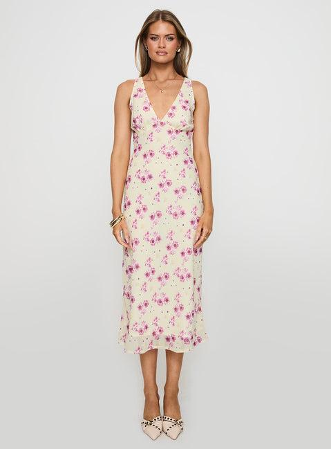 Nellie Midi Dress Yellow Floral Product Image
