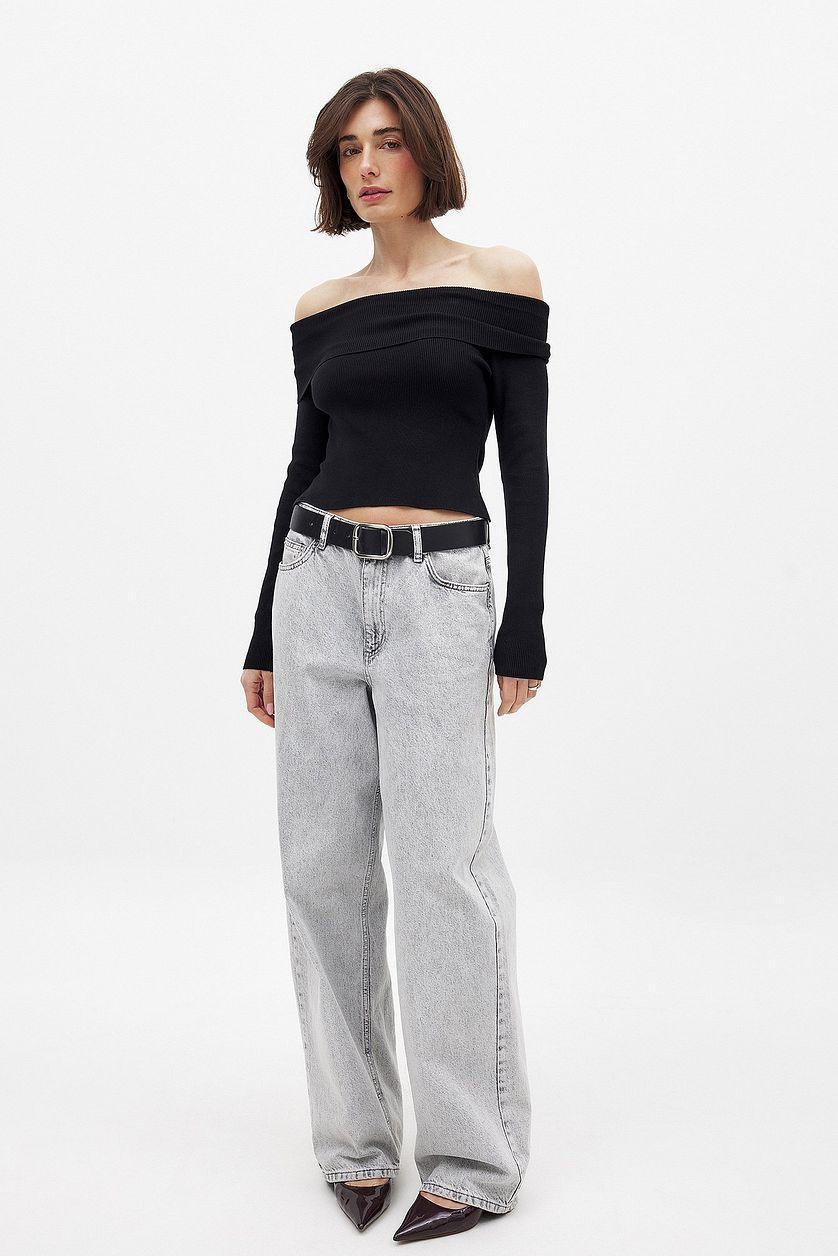 Folded Offshoulder Knitted Top Product Image
