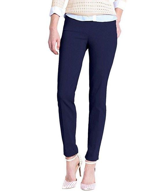 Slimsation® by Multiples Flat Front Straight Leg Pull-On Ankle Pants Product Image