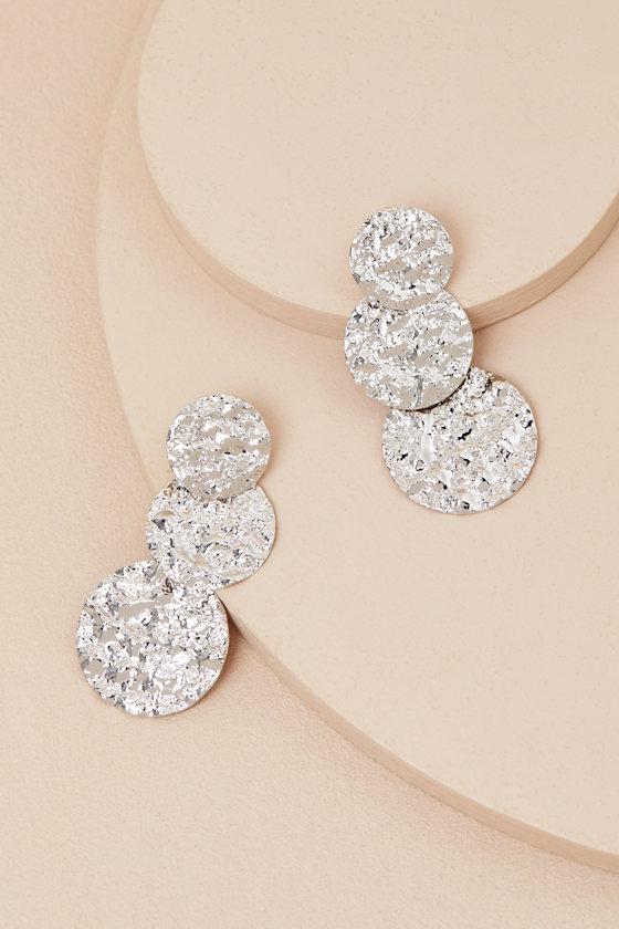 Ashton Silver Hammered Statement Earrings Product Image