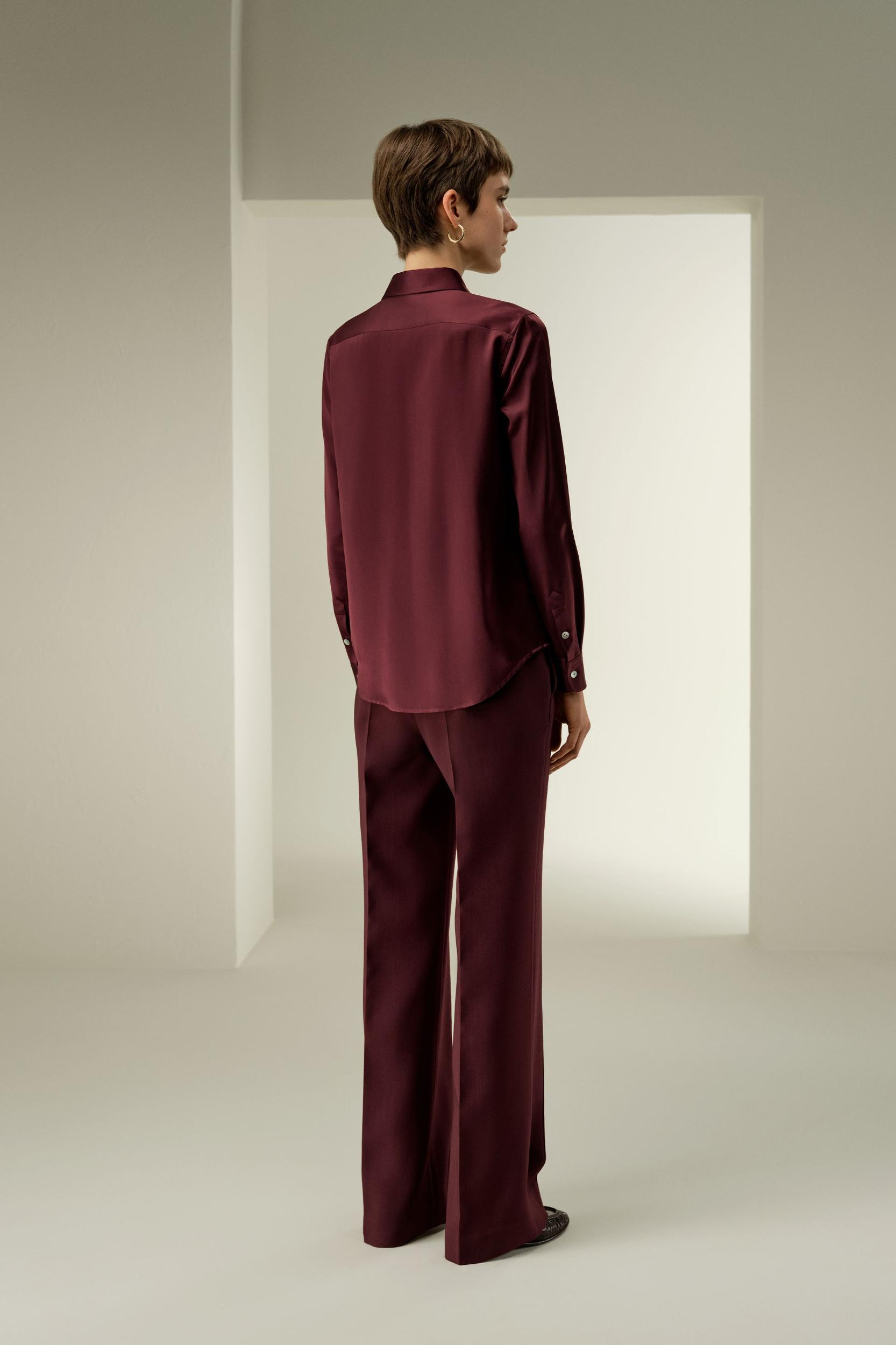 LILYSILK Silk Blouse Women - Burgundy 100% Silk - Versatile for All Occasions Tops S Product Image