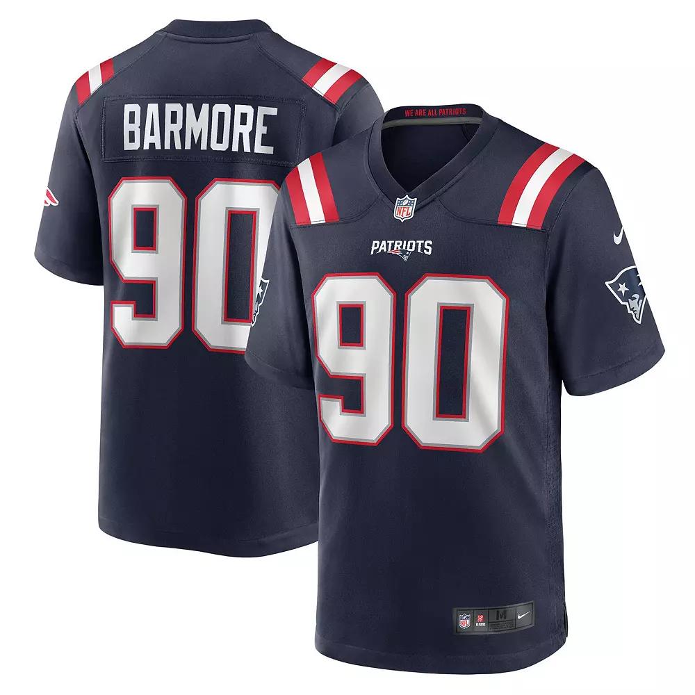 Men's Nike Christian Barmore Navy New England Patriots Player Game Jersey, Size: 2XL, Blue Product Image