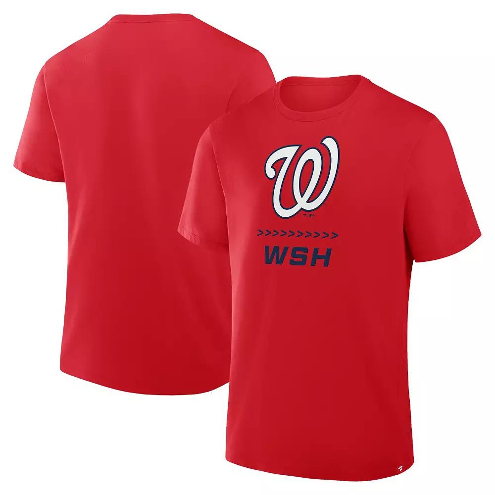 Men's Fanatics Red Washington Nationals Clubhouse Legacy Side Swipe T-Shirt,  Product Image