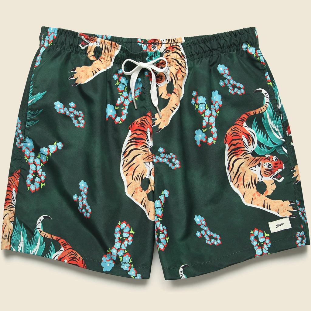 5.5" Tiger Swim Trunks - Green Product Image