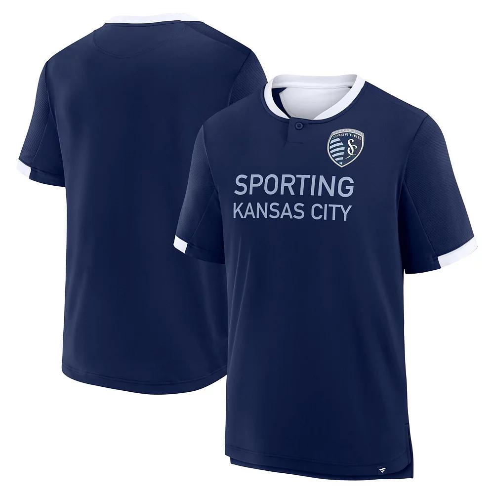 Men's Fanatics Navy Sporting Kansas City Stoppage Time Striker T-Shirt,  Product Image