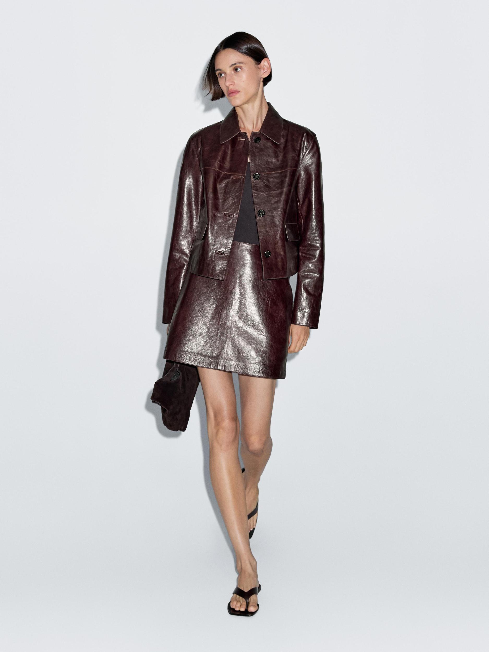 Short nappa leather skirt Product Image