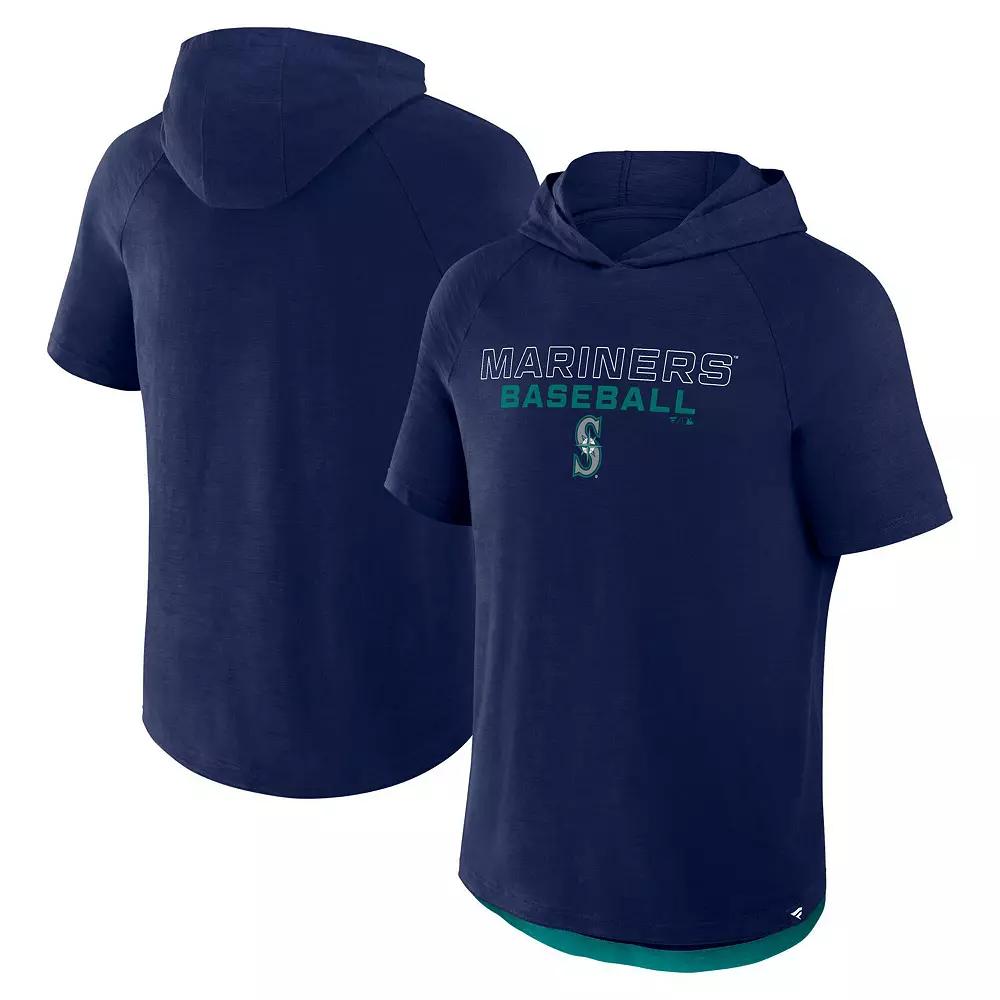 Men's Fanatics Navy Seattle Mariners Clubhouse Optimal Play Raglan Short Sleeve Pullover Hoodie,  Product Image