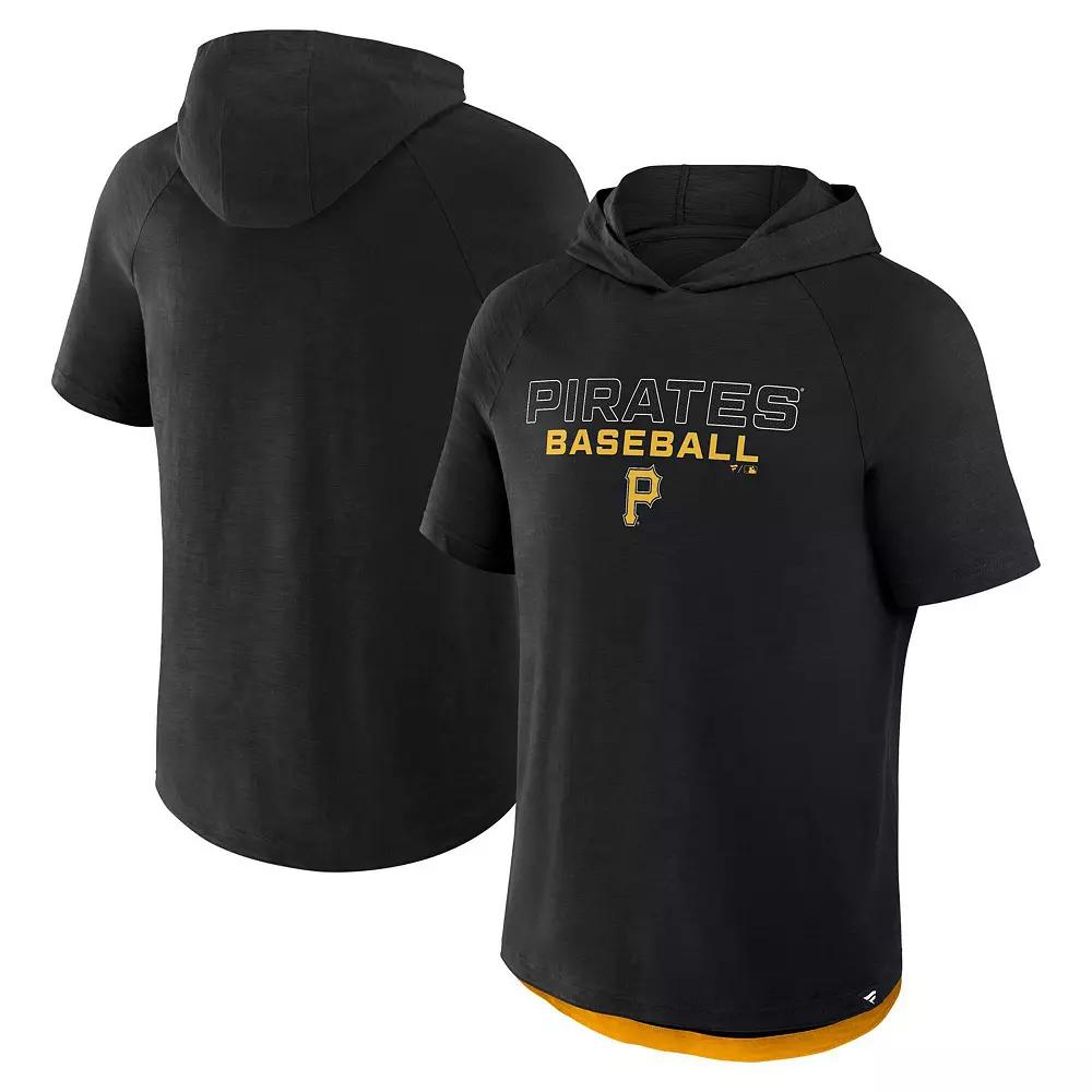 Men's Fanatics Black Pittsburgh Pirates Clubhouse Optimal Play Raglan Hoodie T-Shirt,  Product Image