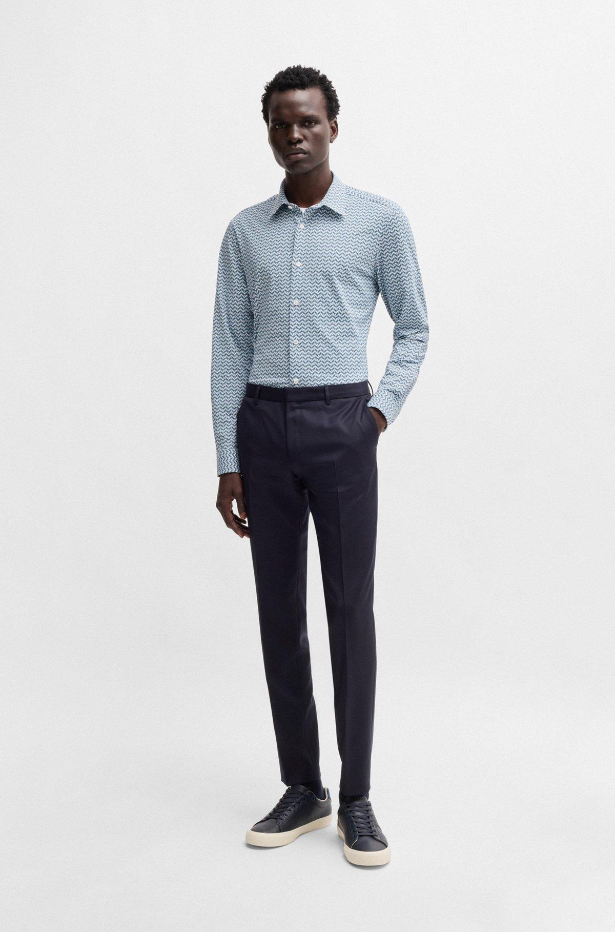 Slim-fit shirt in printed performance-stretch fabric Product Image