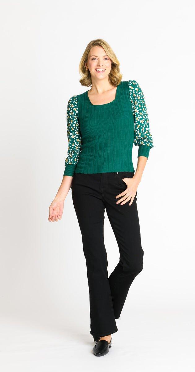 Rib Sweater with Printed Sleeve Product Image