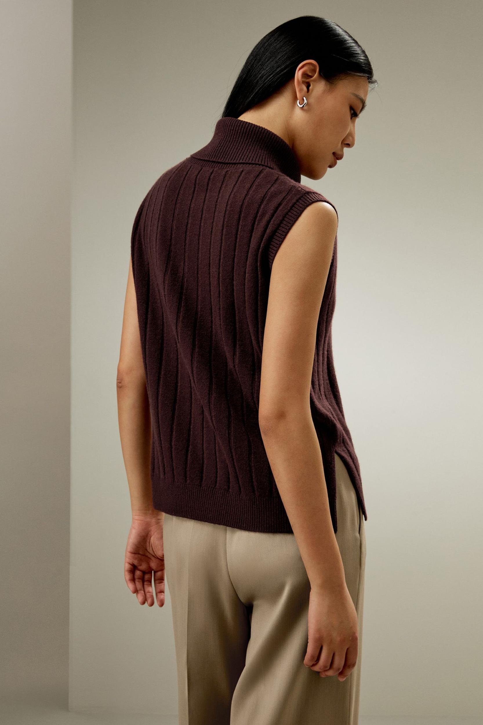 Turtleneck Sleeveless Cashmere Vest Product Image