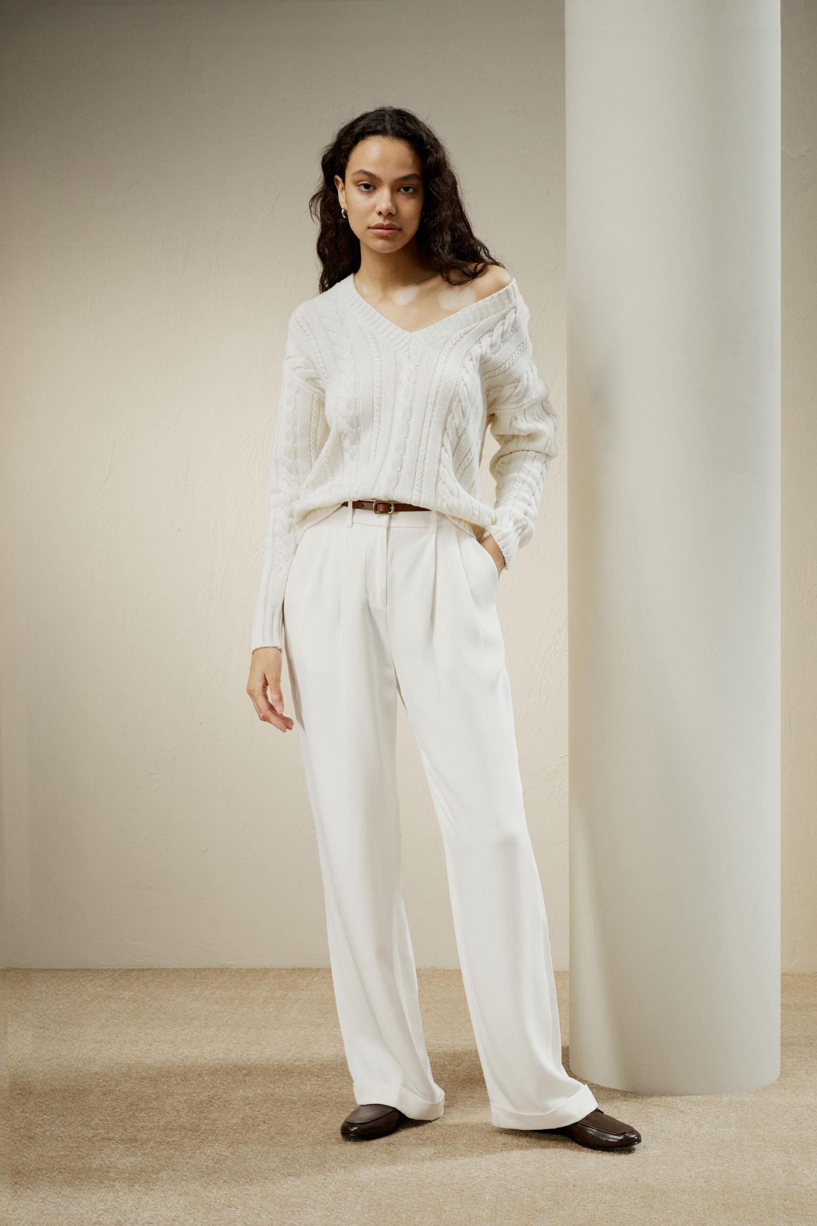 Cable-Knit Wool-Cashmere Blend Sweater Product Image