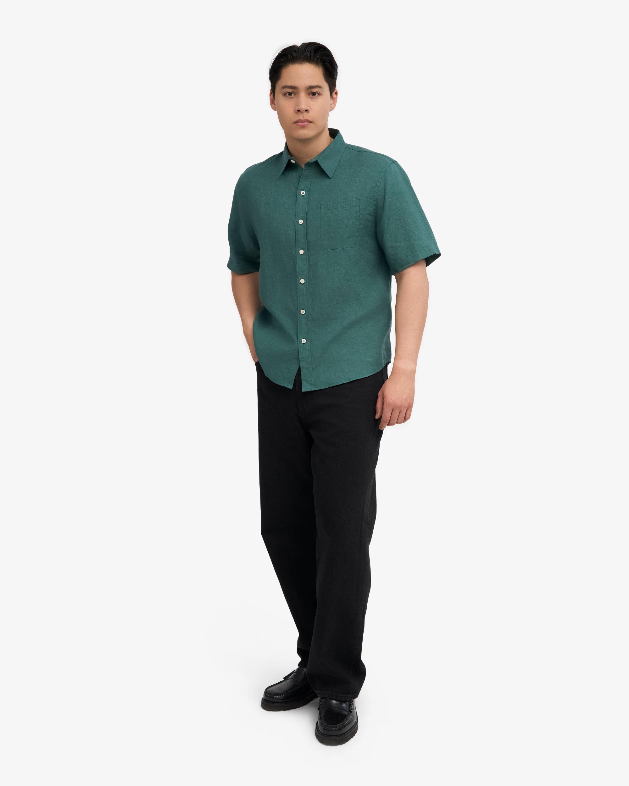Linen SS Shirt - Ocean Green Product Image