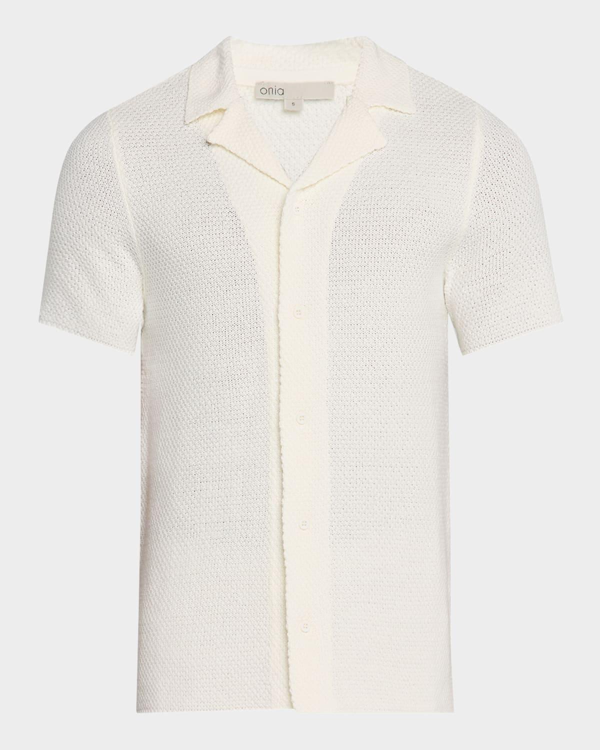 Mens Cotton Textured Camp Shirt Product Image
