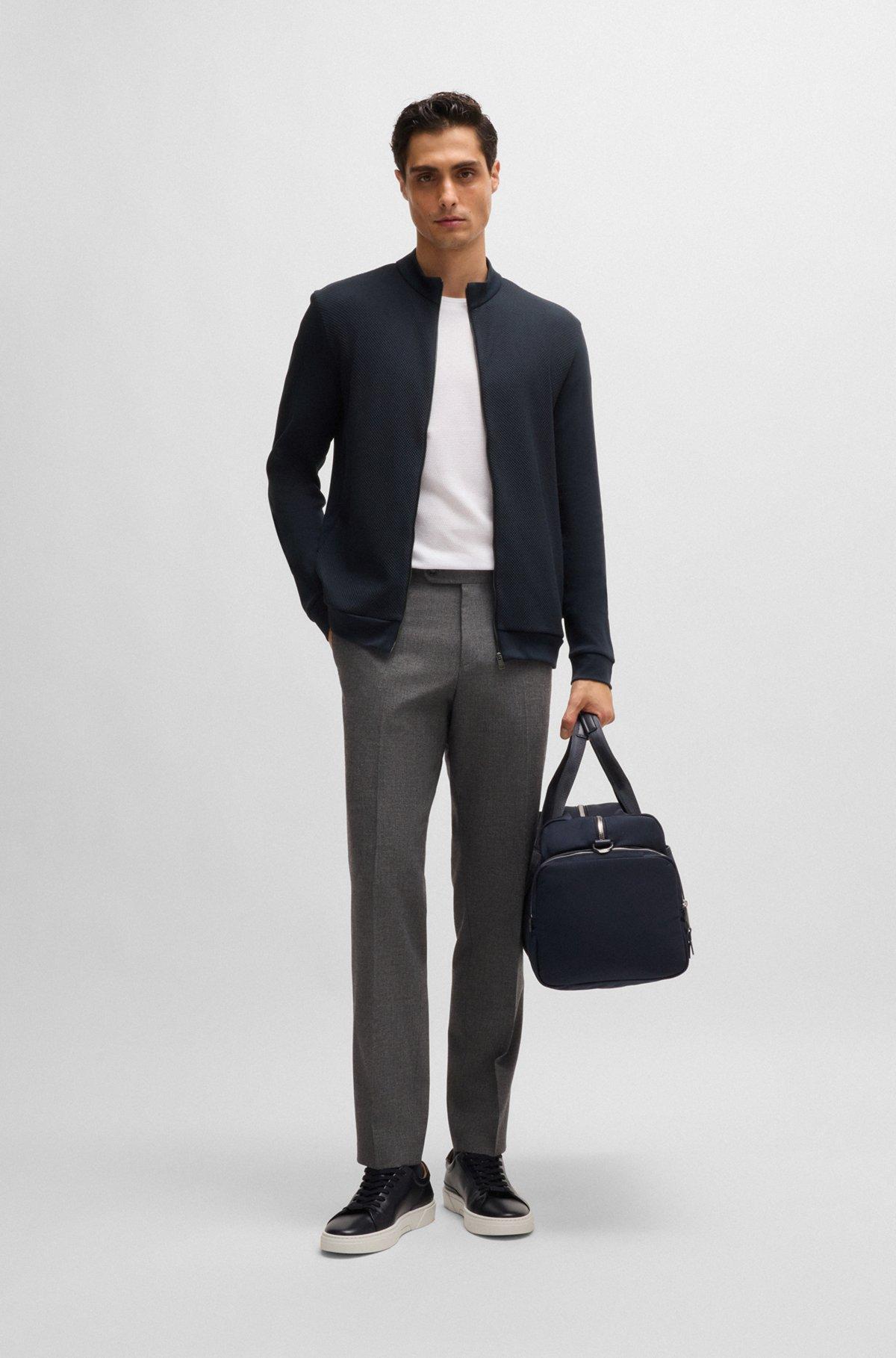 Pima-cotton zip-up sweatshirt with structured front Product Image