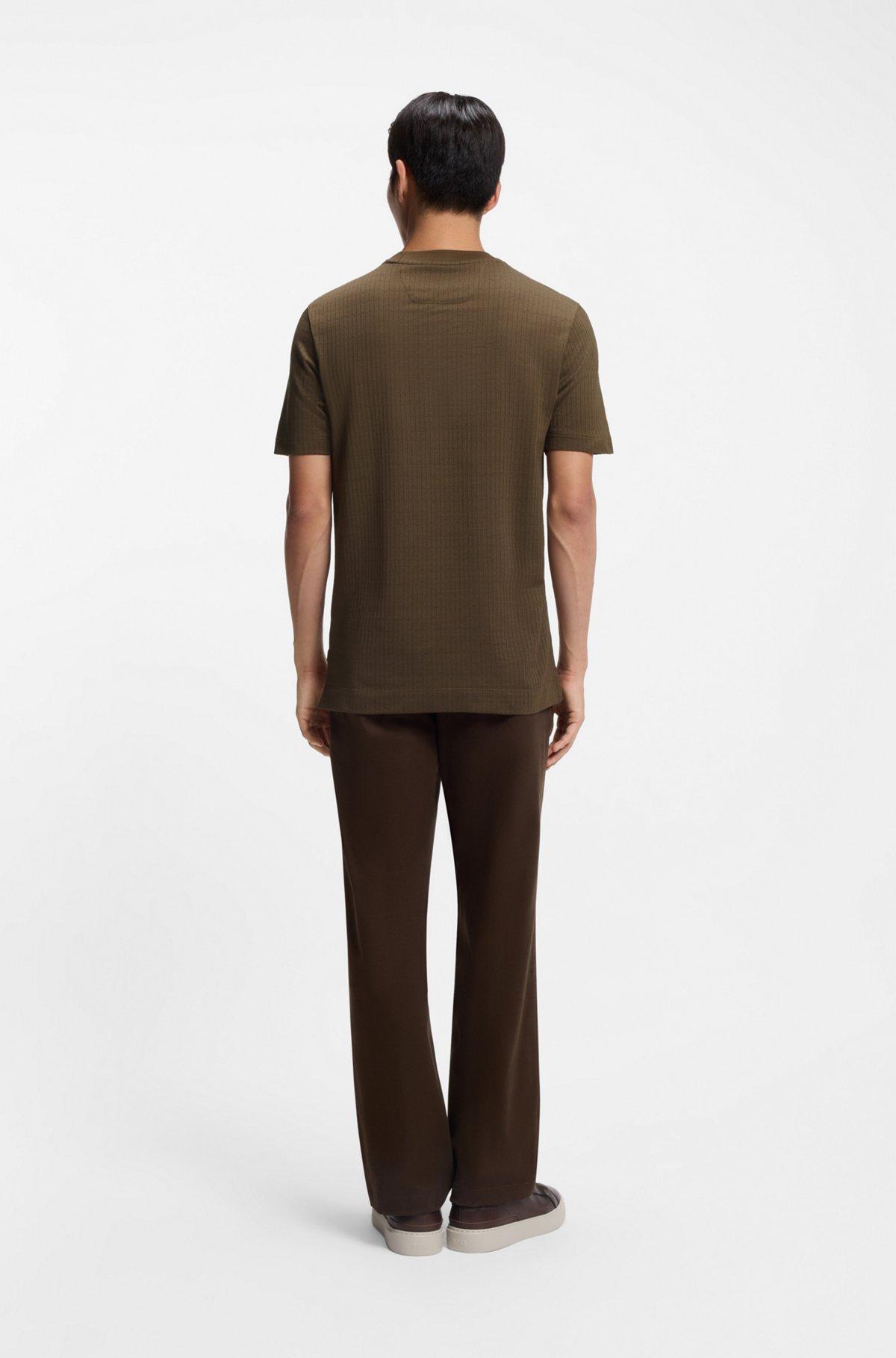 Cotton-silk T-shirt with geometric jacquard Product Image