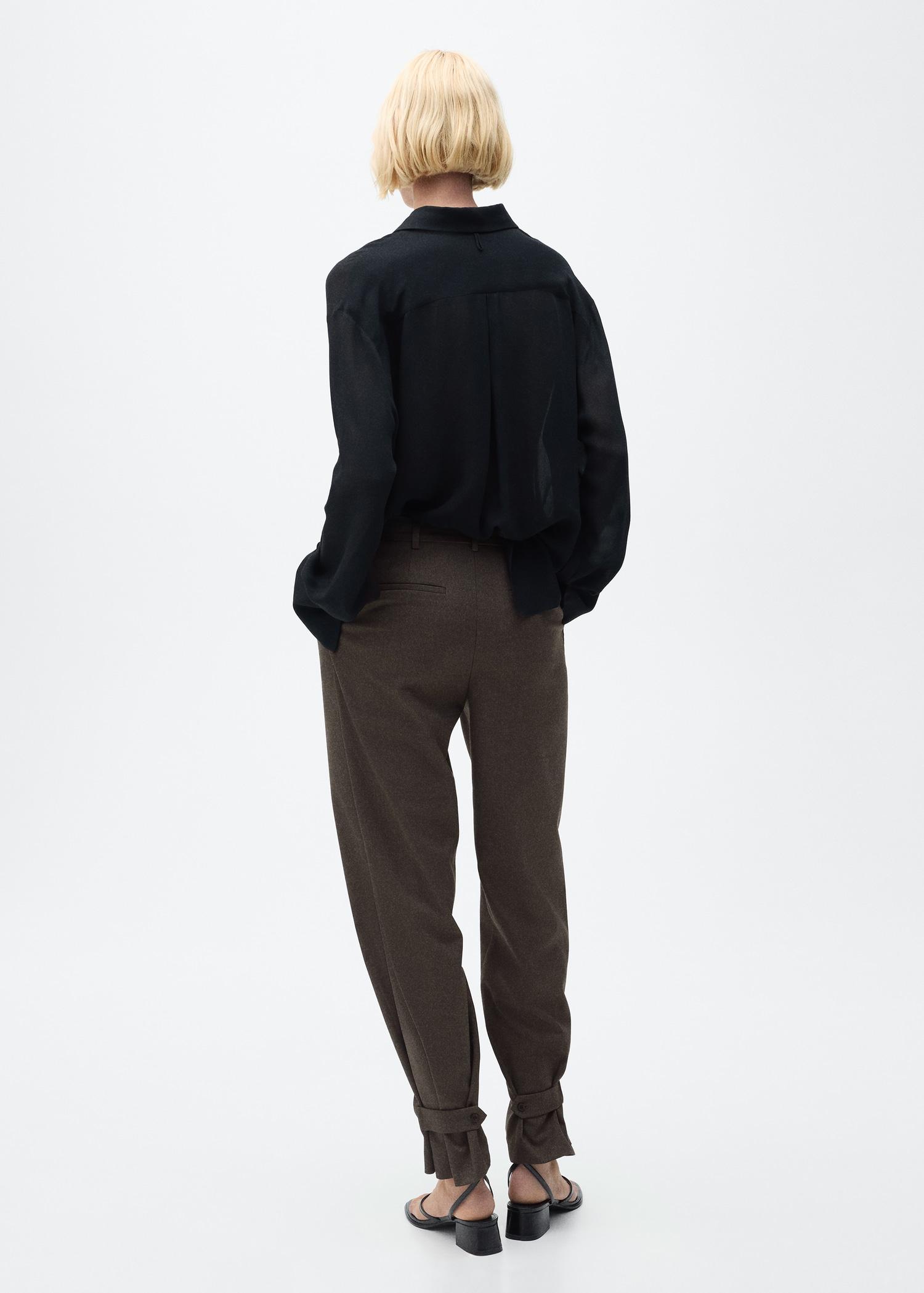 Buttoned-hem wide-leg pants - Women | MANGO USA Product Image