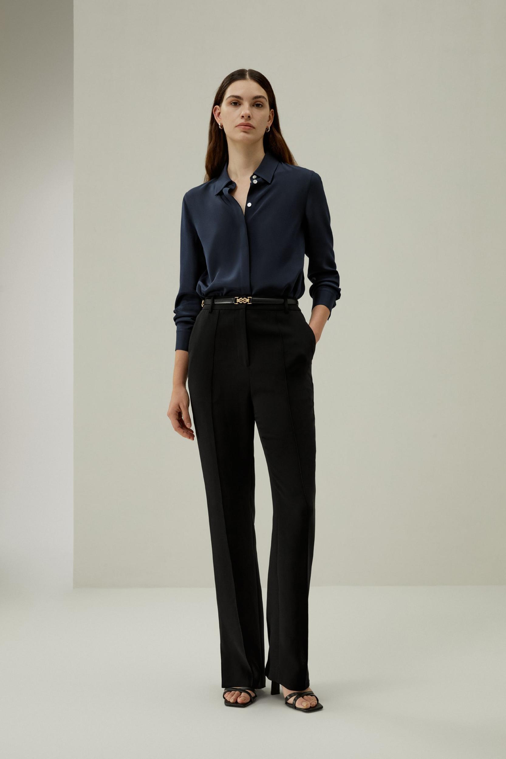 LILYSILK Silk Tops - Female - Dune Silk Georgette - Flattering Long Sleeve Shirt M Product Image