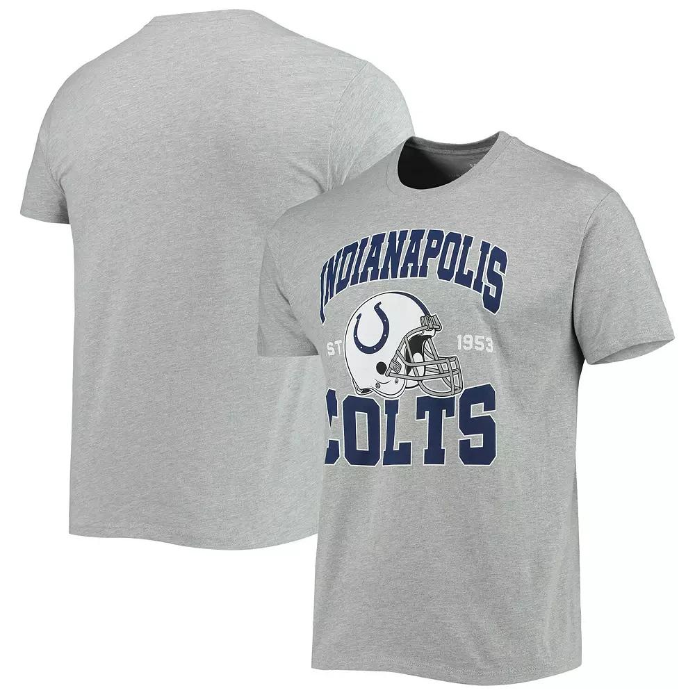 Men's Junk Food Heathered Gray Indianapolis Colts Helmet T-Shirt,  Product Image