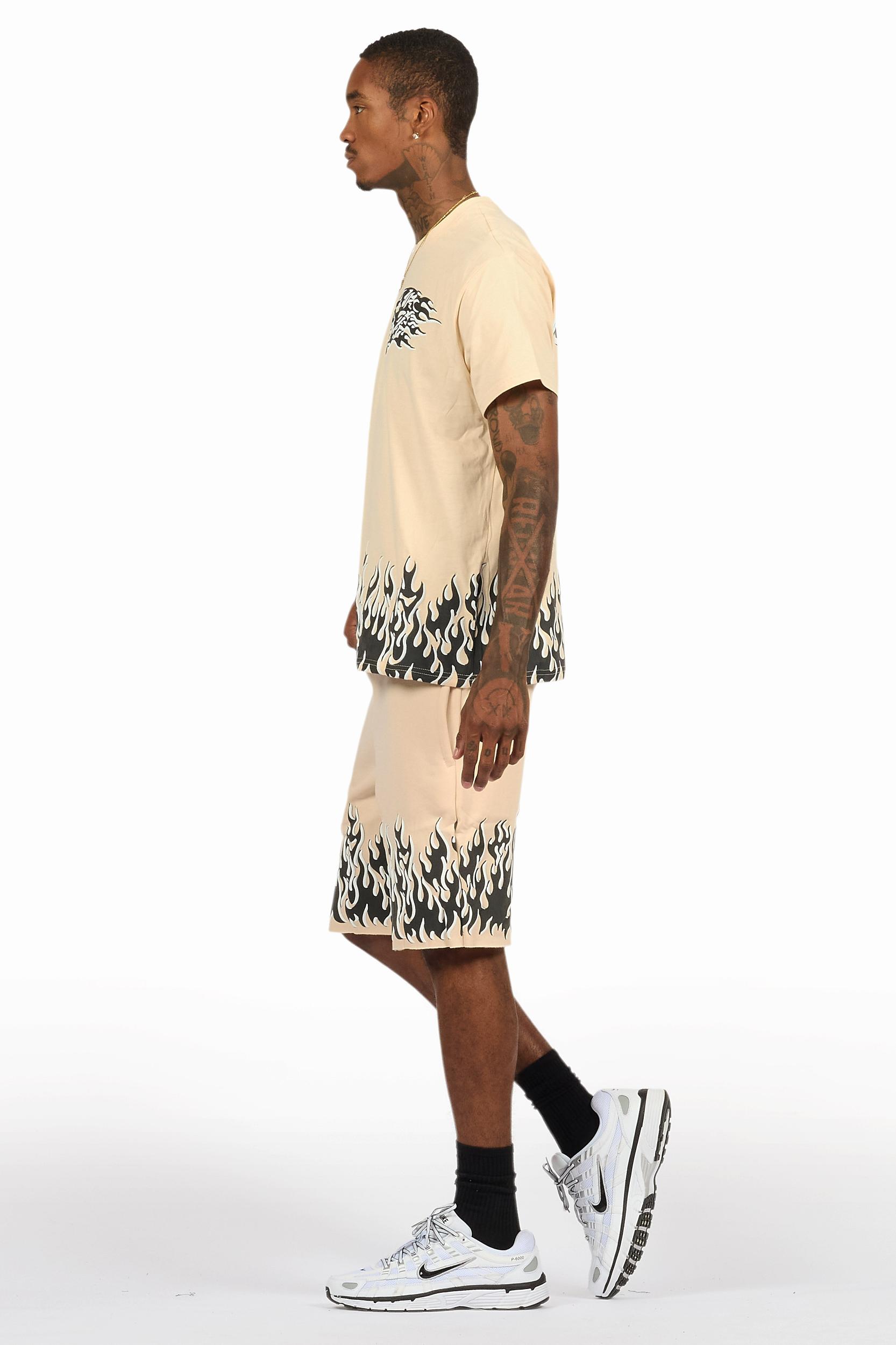 Bubble Beige T-Shirt/Short Set Male Product Image