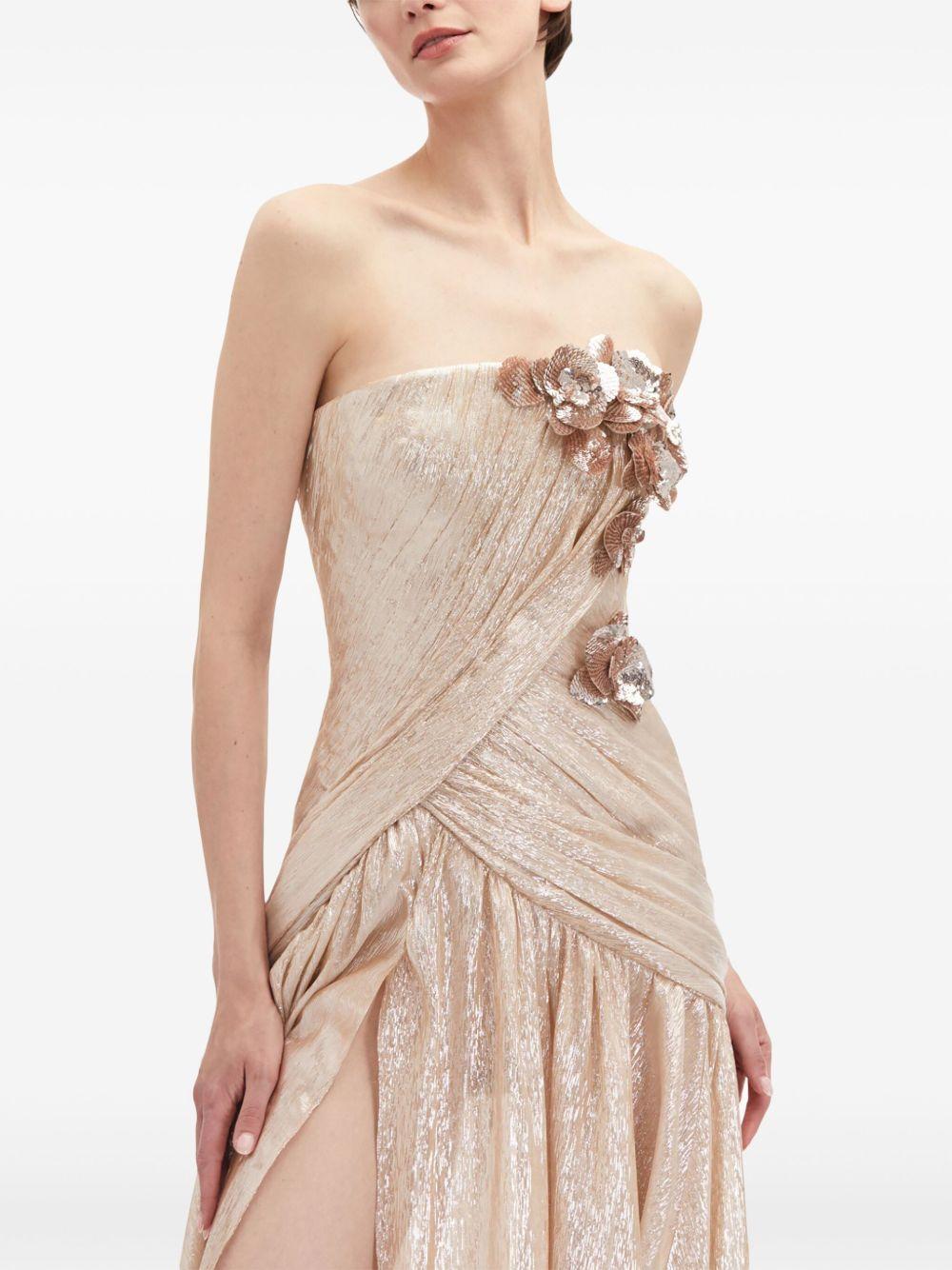 Orchid embroidered silk chiffon gown Product Image