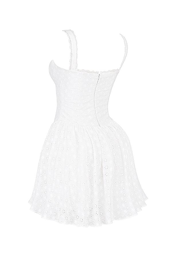 Brigitte  white cotton broderie anglais corset mini dress Product Image