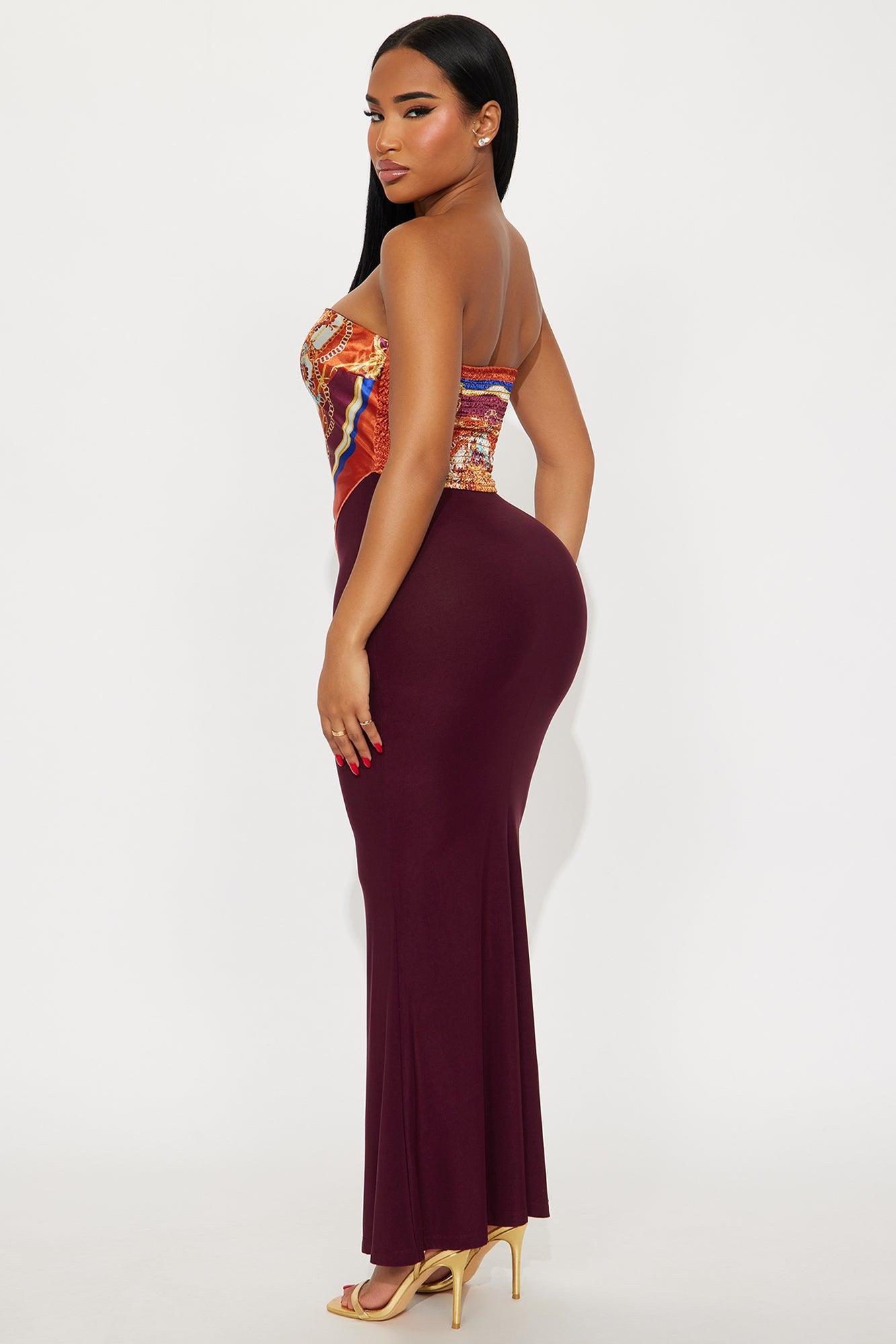 Amelia Satin Maxi Tube Dress - Burgundy Female Product Image