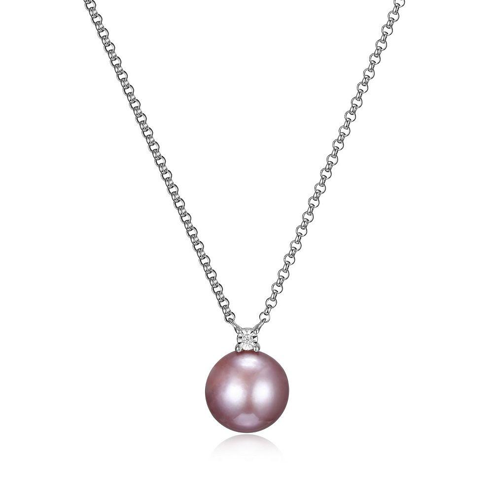 Maralux Sterling Silver Freshwater Cultured Pink Pearl & Diamond Accent Necklace, Women's, Size: 18-20" ADJ Product Image