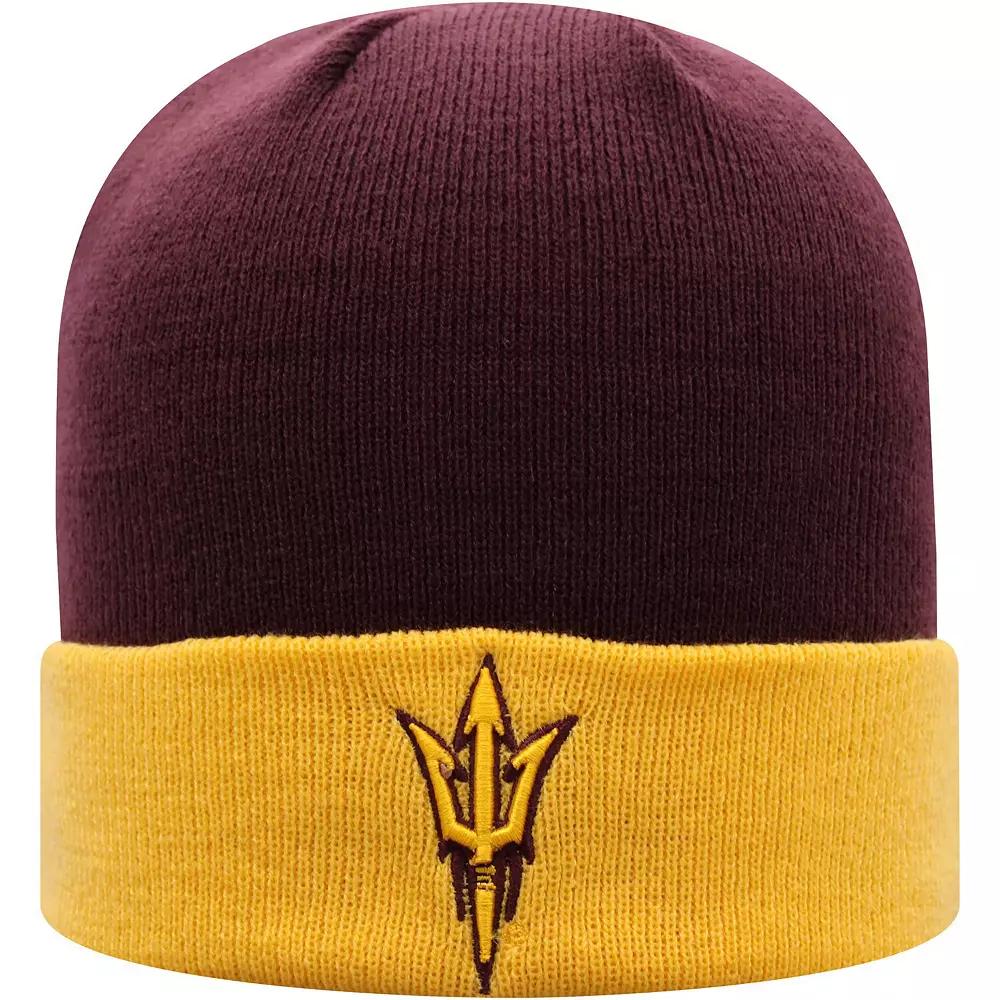 Men's Top of the World Maroon/Gold Arizona State Sun Devils Core 2-Tone Cuffed Knit Hat, Red Product Image